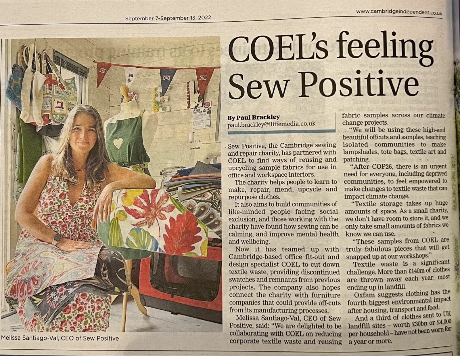 COEL teams up with Sew Positive to upcycle textile waste